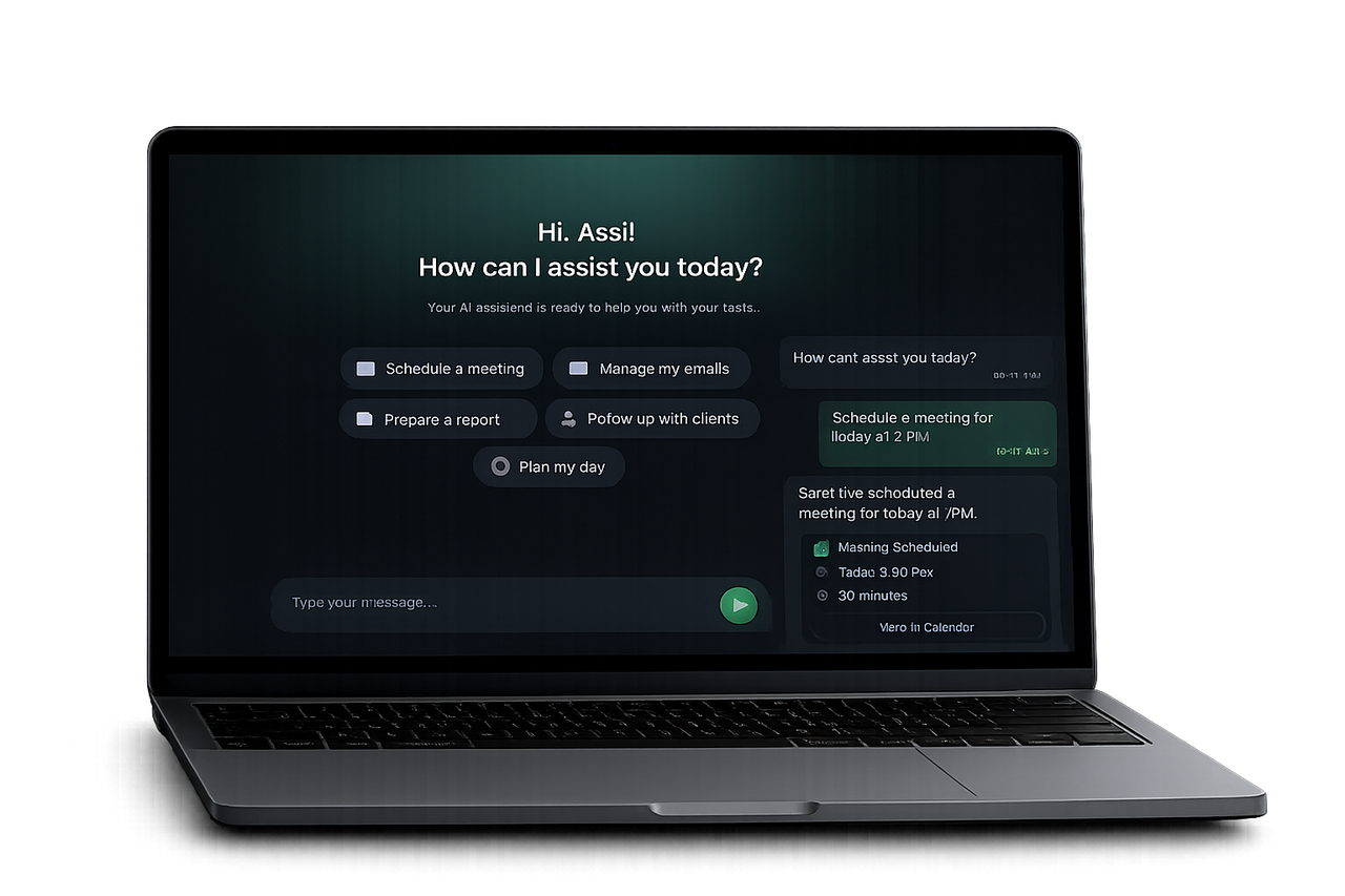 Execudesk Global AI assistant on a laptop